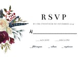 Boho Bordo Flowers - RSVP card